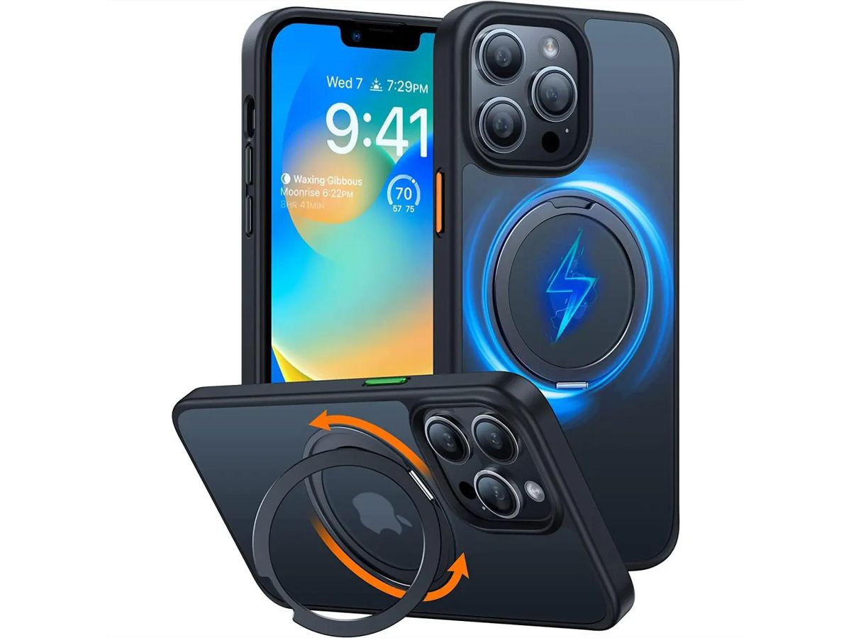 Torras UPRO Ostand Pro Schutzhülle, iPhone 13 Pro, MagSafe, schwarz