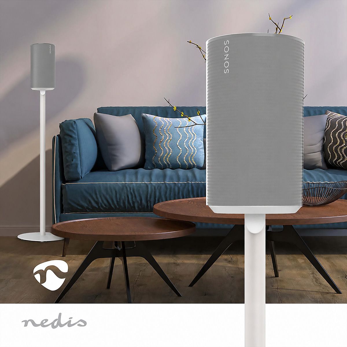 Nedis Lautsprecherständer für Sonos Era100 weiss, Ständer, 3 kg, Kabelmanagement