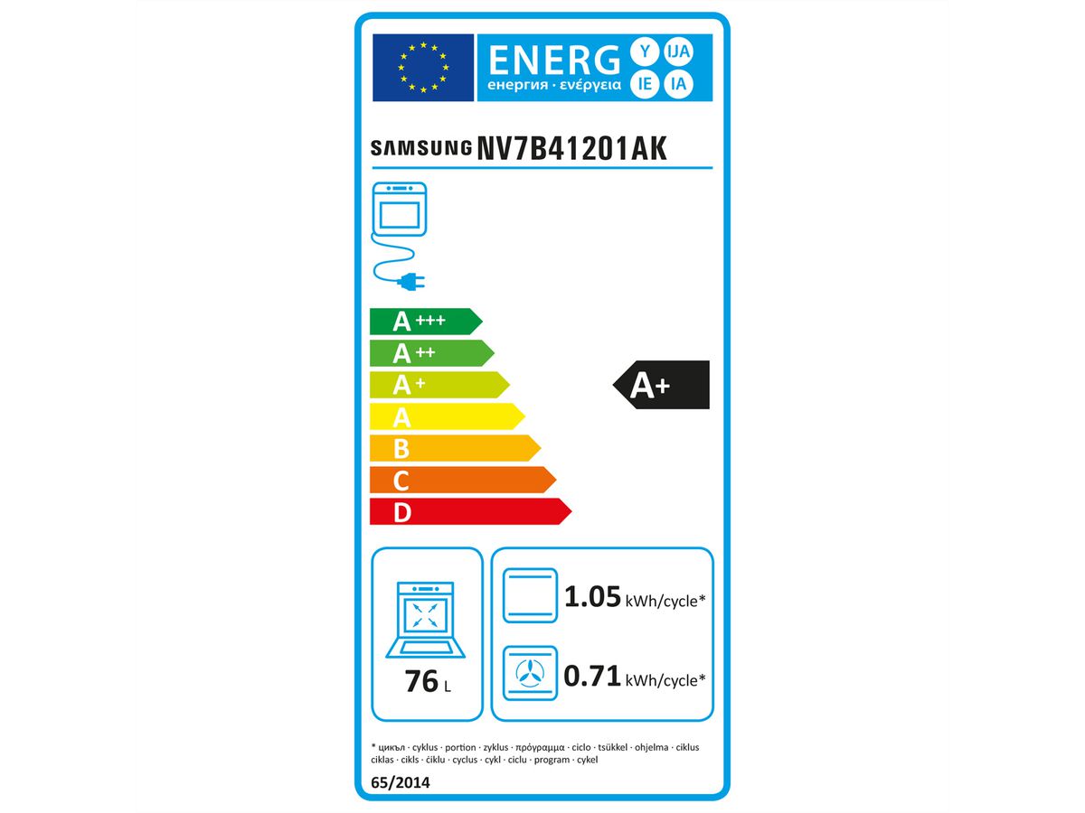 Samsung Ofen NV7000, A+, 76l, Clean Black, NV7B41201AK/U3