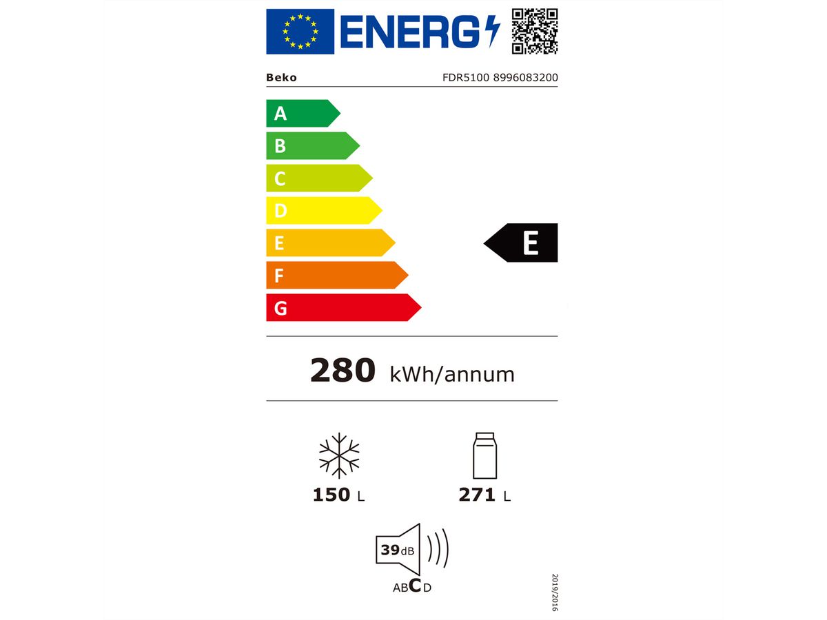 Beko Side by Side FDR5100, 421l, E, 4-Portes