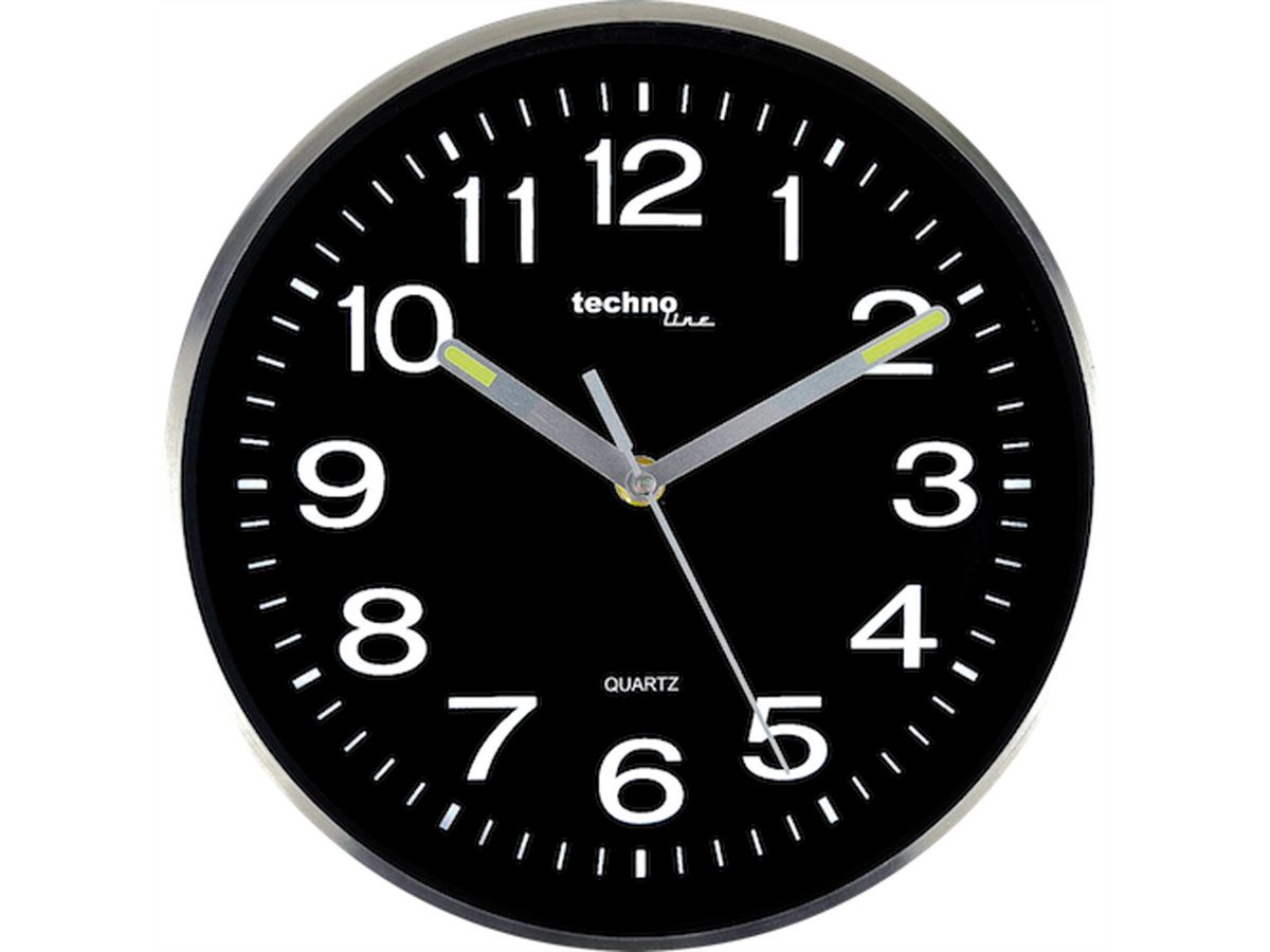 Technoline horloge murale WT7620 noir horloge à quartz, métal