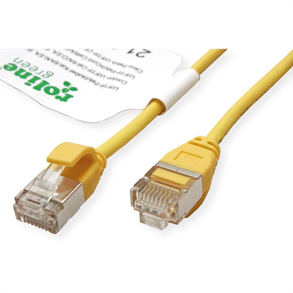 ROLINE GREEN U/FTP Patchkabel Cat.6A (Class EA), LSOH, slim, gelb, 2 m