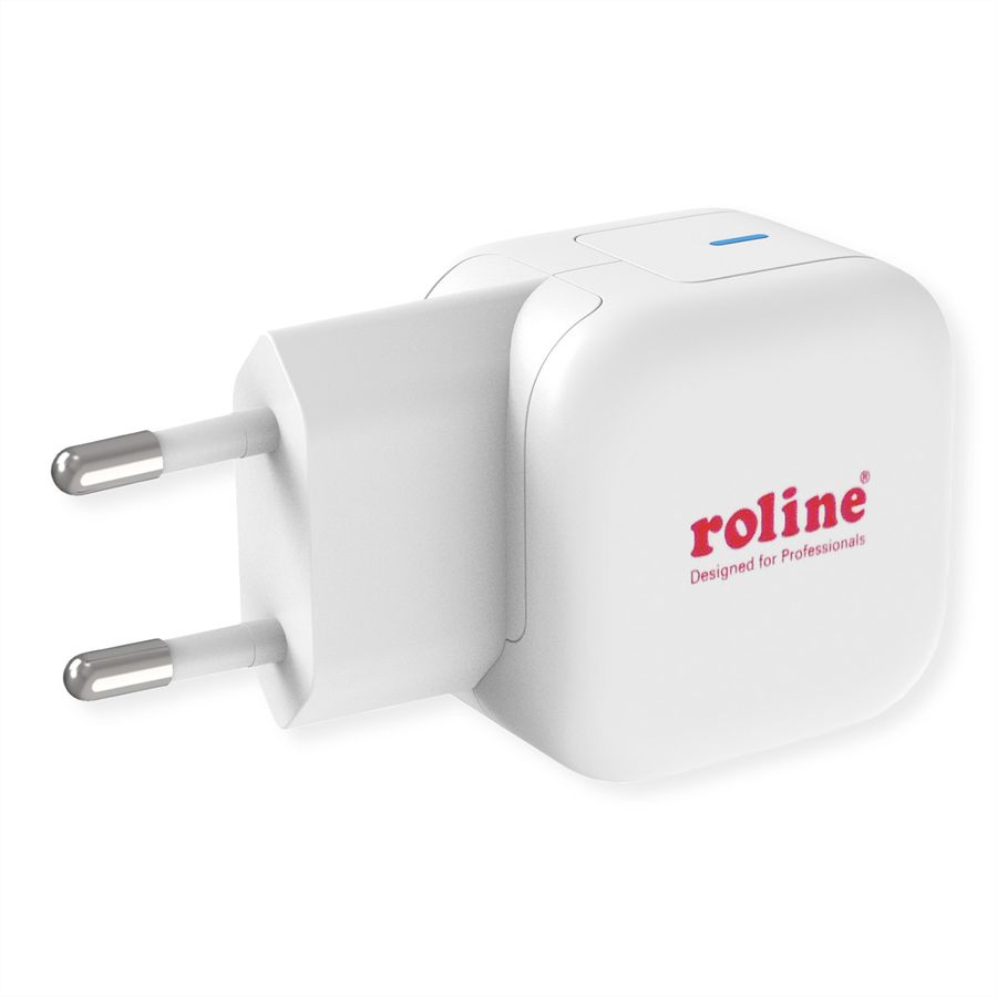 ROLINE Chargeur USB avec prise Euro, 1 port, QC3.0, GaN, 20W