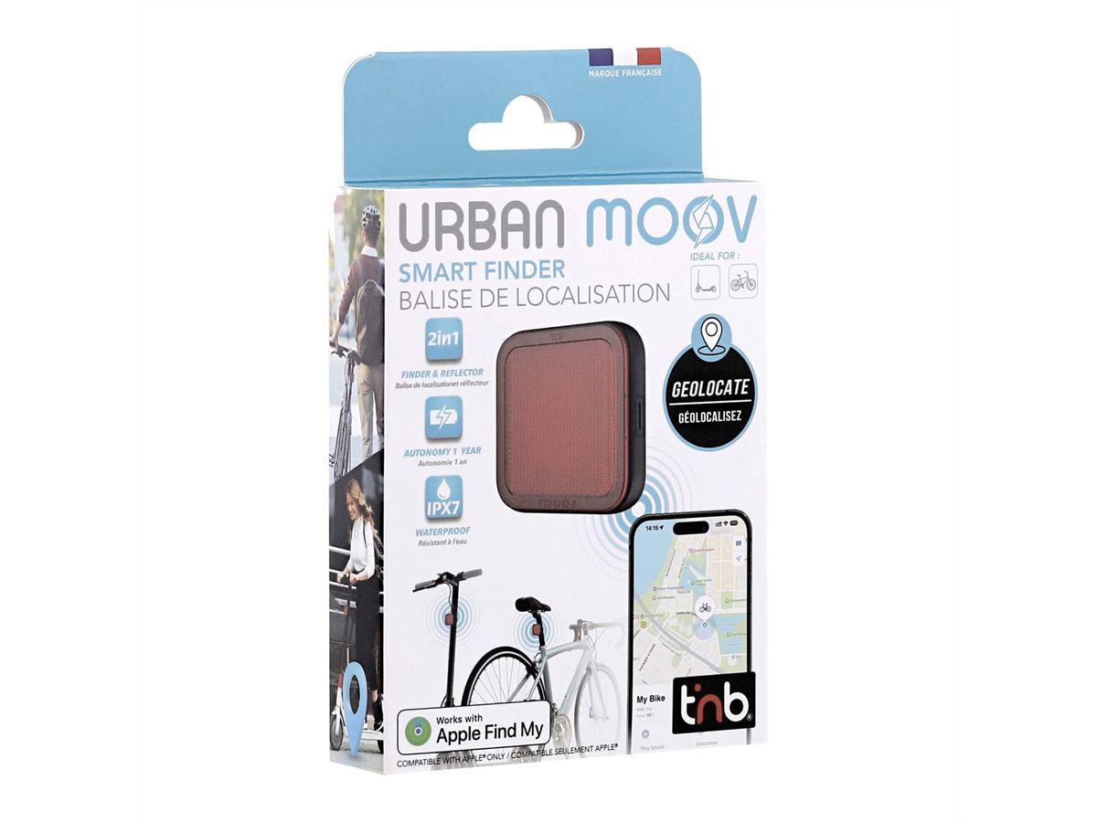 Dispositif de localisation T’nB pour vélos et scooters, Noir/Rouge