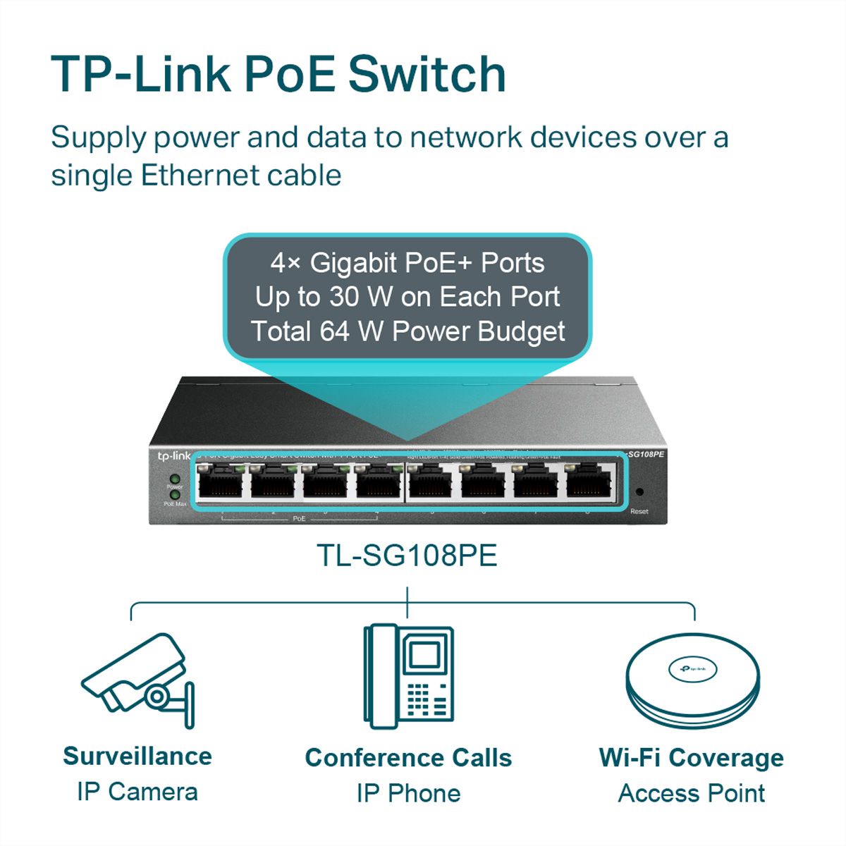 TP-Link TL-SG108PE PoE+ Switch 8 Port