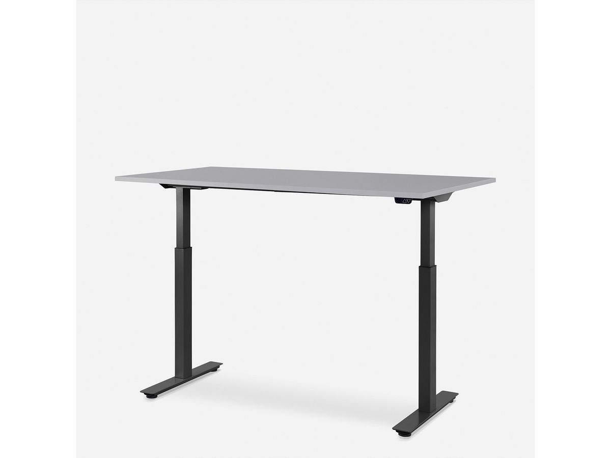 WRK21 Bureau Smart 100 x 60 cm, Hauteur réglable, Gris uni / Noir