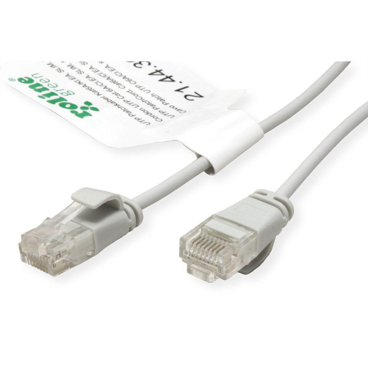 ROLINE GREEN UTP Patchkabel Cat.6A (Class EA), LSOH, slim, grau, 0,3 m