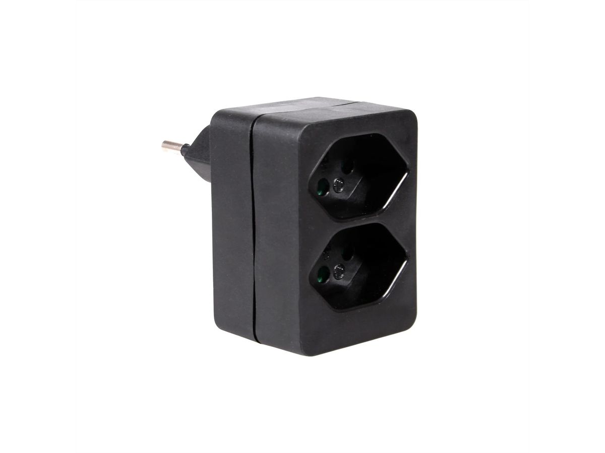 Connecteur de dérivation Schönenberger , 2xT13, fiche T12 - 10A, noir