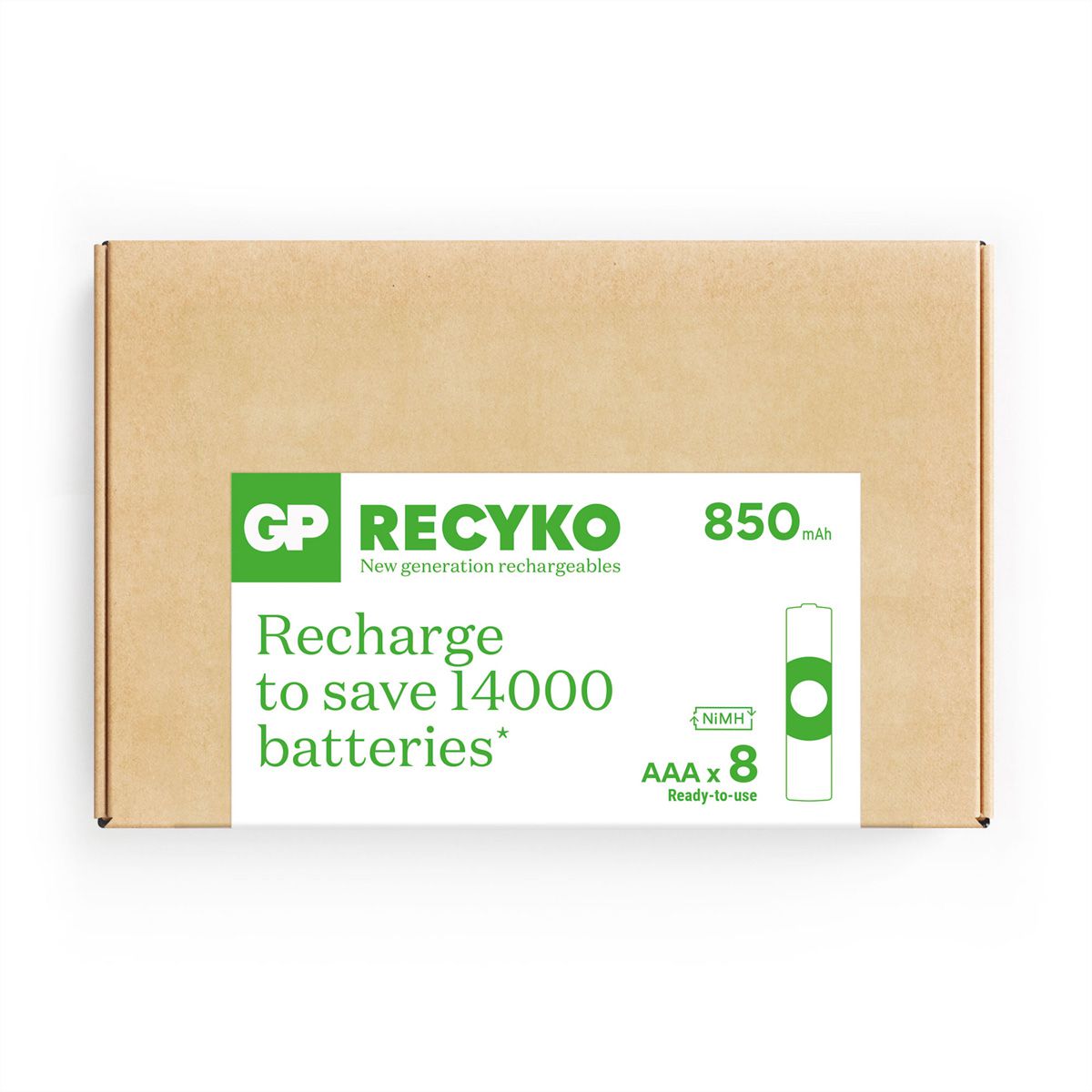GP Batteries Recyko, Akku AAA 8x, 850 mAh, 1,2 V