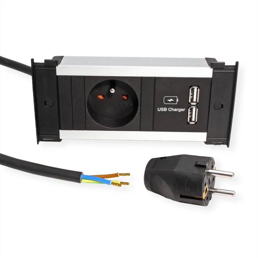 BACHMANN KAPSA XS 1xUTE 1xUSB Charger Strom 2,0m AEH CEE7/7