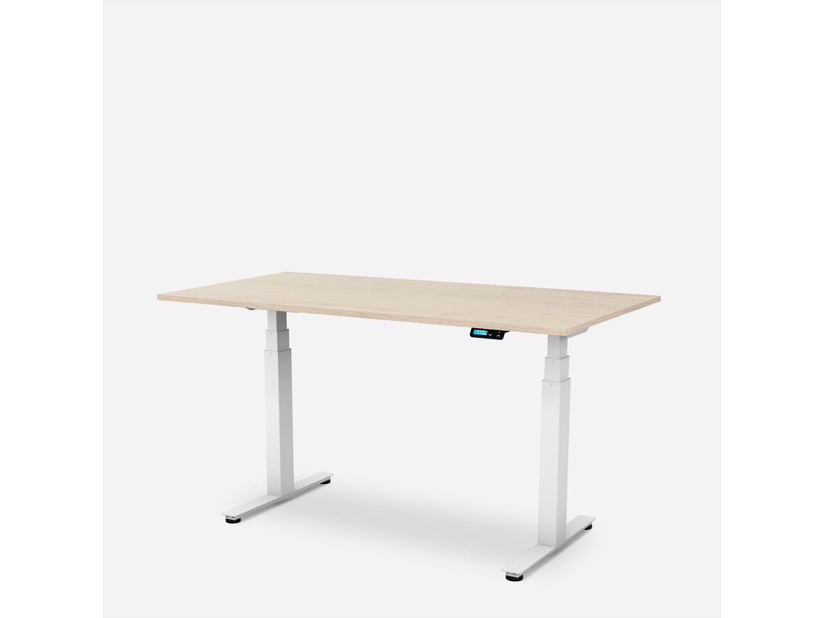 WRK21 Schreibtisch Work 140 x 80 cm, Höhenverstellbar, Mandal Ahorn / Weiss