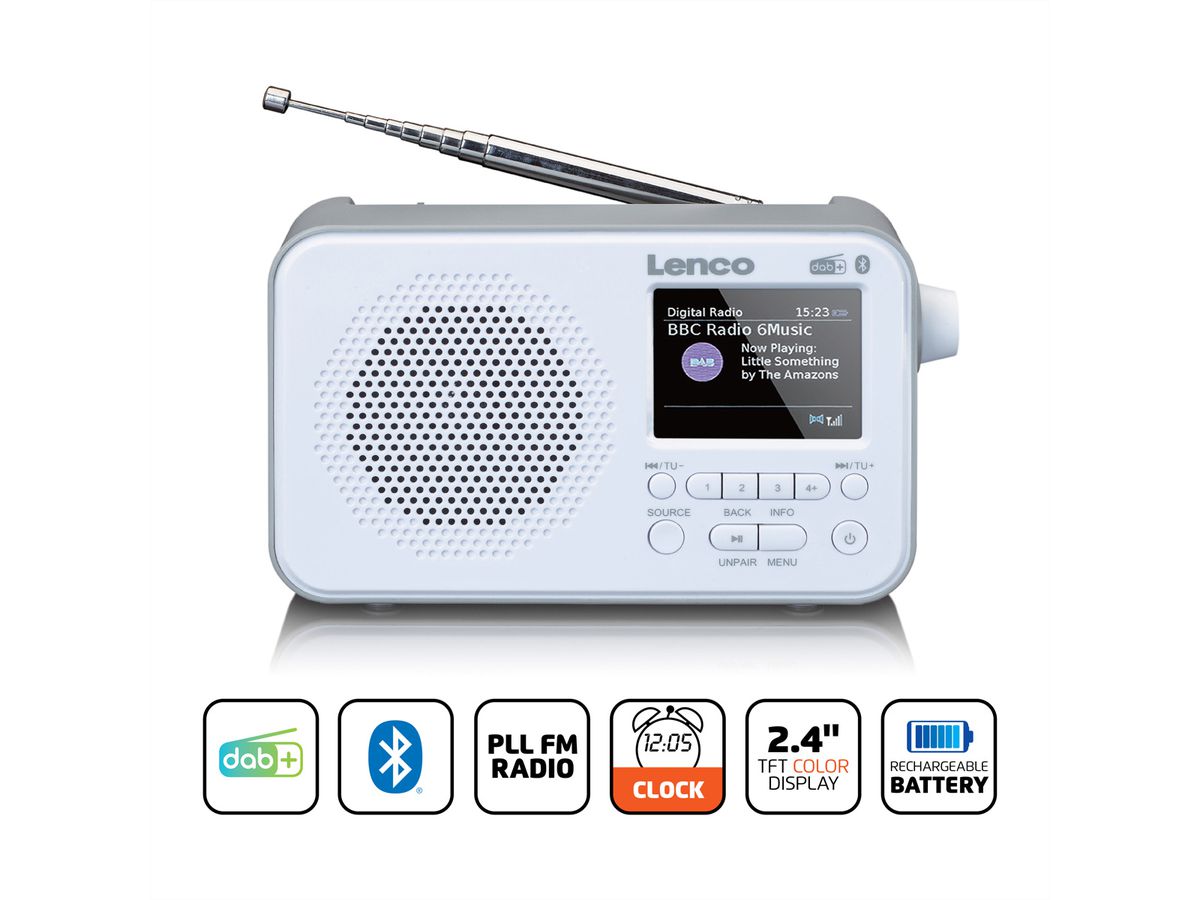 Lenco DAB+ Radio PDR-036WH, blanc