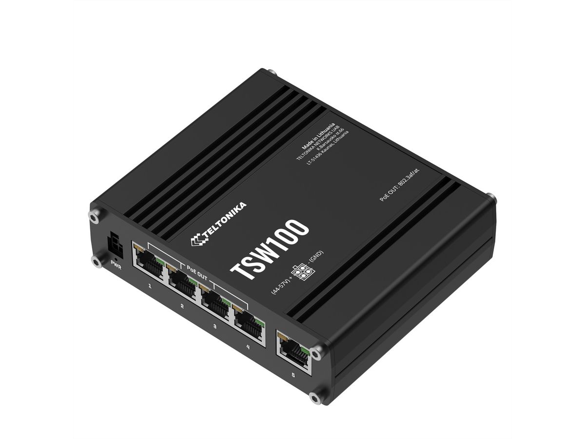 TELTONIKA TSW100 Switch industriel non-géré PoE+ Gigabit