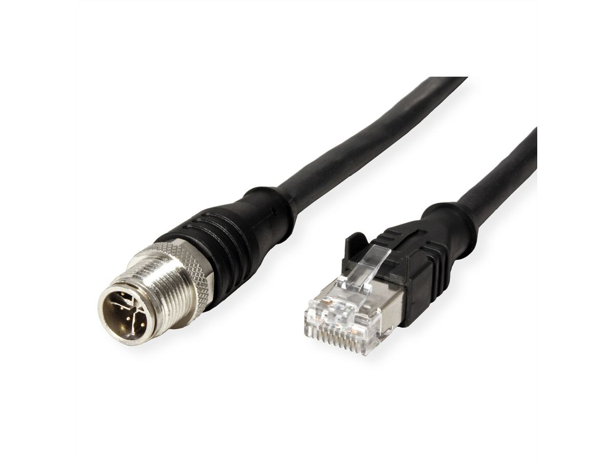 METZ CONNECT Verbindungsleitung M12 ST-RJ45 ST, 4-polig X-kodiert, schwarz, 2 m