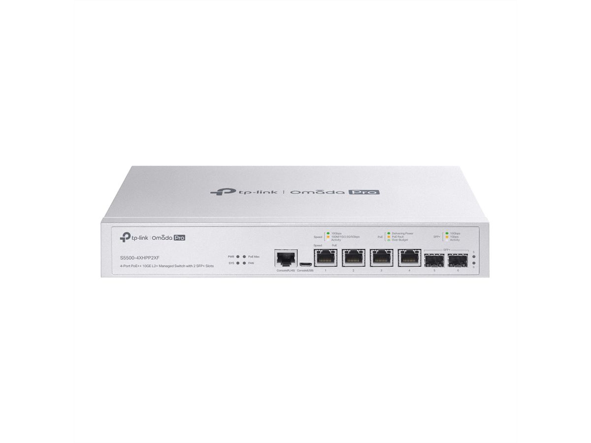 TP-Link Campus Switch S5500-4XHPP2XF, 4x10G PoE++ 2xSFP+ Managed Switch