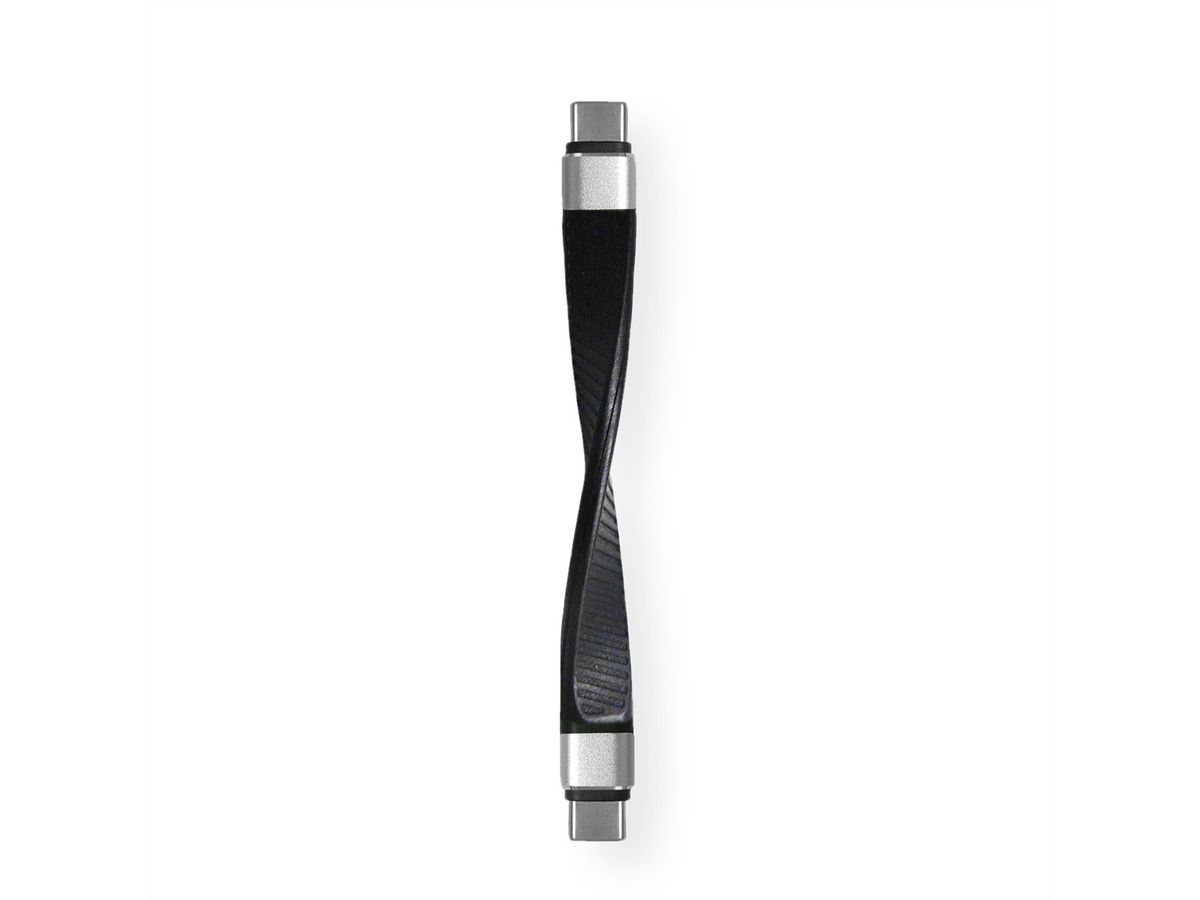 ROLINE Câble USB 3.2 Gen 2 en silicone, avec PD, Emark, C-C, M/M, 8K UHD, 10Gbit/s, 60W, noir, 11 cm