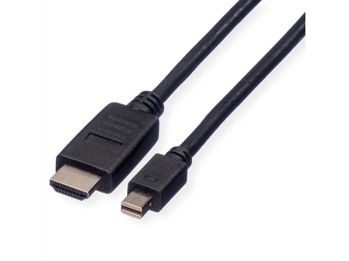 ROLINE Mini DisplayPort Kabel, Mini DP-HDTV, ST/ST, schwarz, 3 m