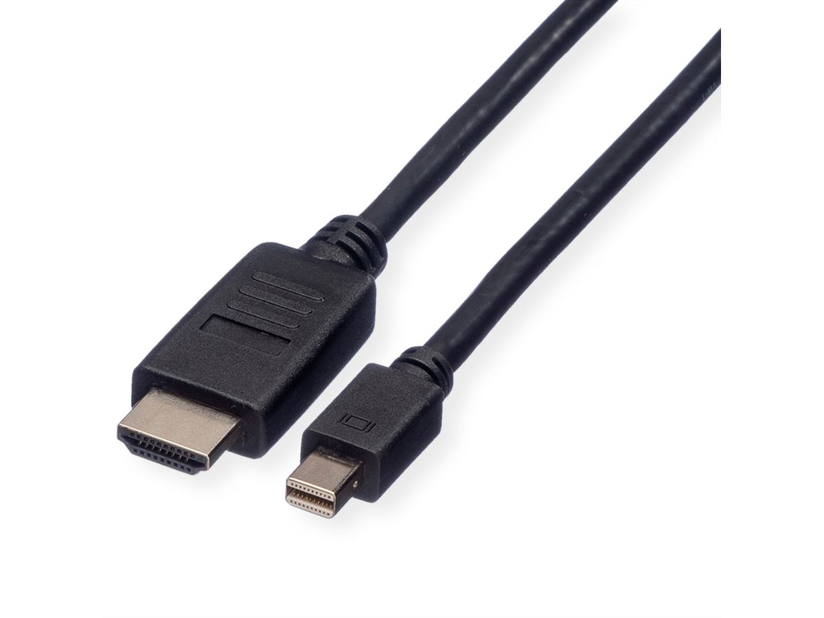 ROLINE Câble Mini DisplayPort, Mini DP - HDTV, M/M, noir, 1,5 m