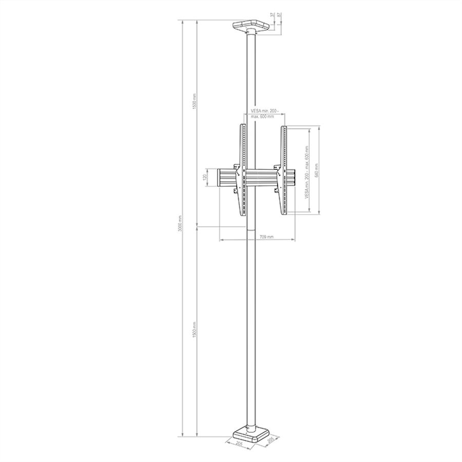 Hagor Support plafond CPS Floor-Ceiling Single, noir
