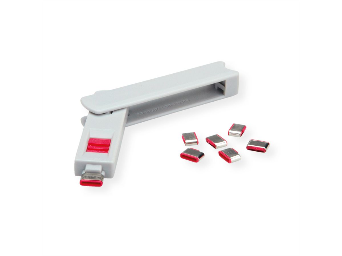 ROLINE USB Typ C Port Blocker, 1x Schloss und 1x Schlüssel