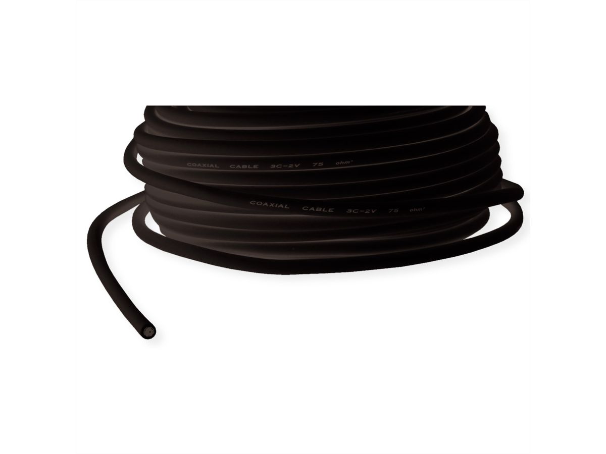 Câble coaxial RG-59, noir, 100m