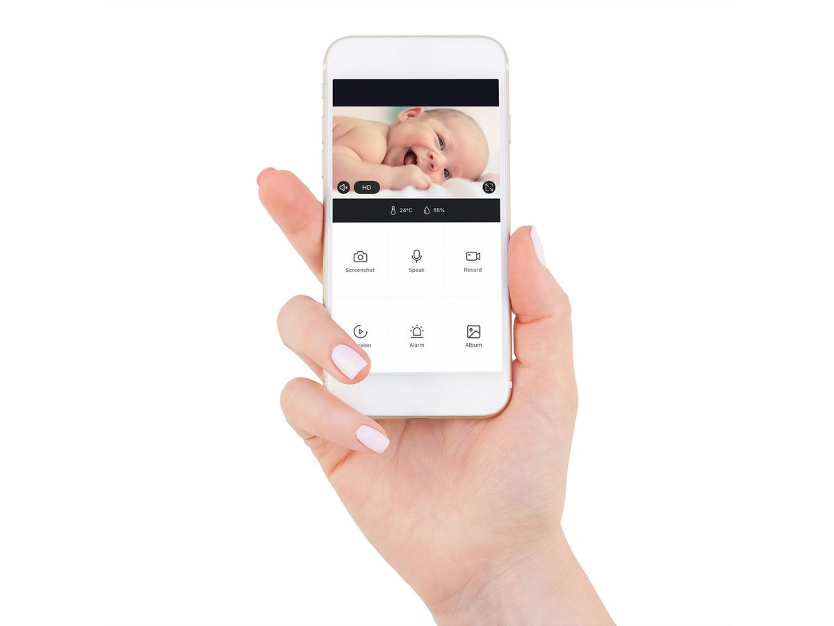 Alecto SMARTBABY5 - WLAN-Babyphone mit Kamera, Weiss
