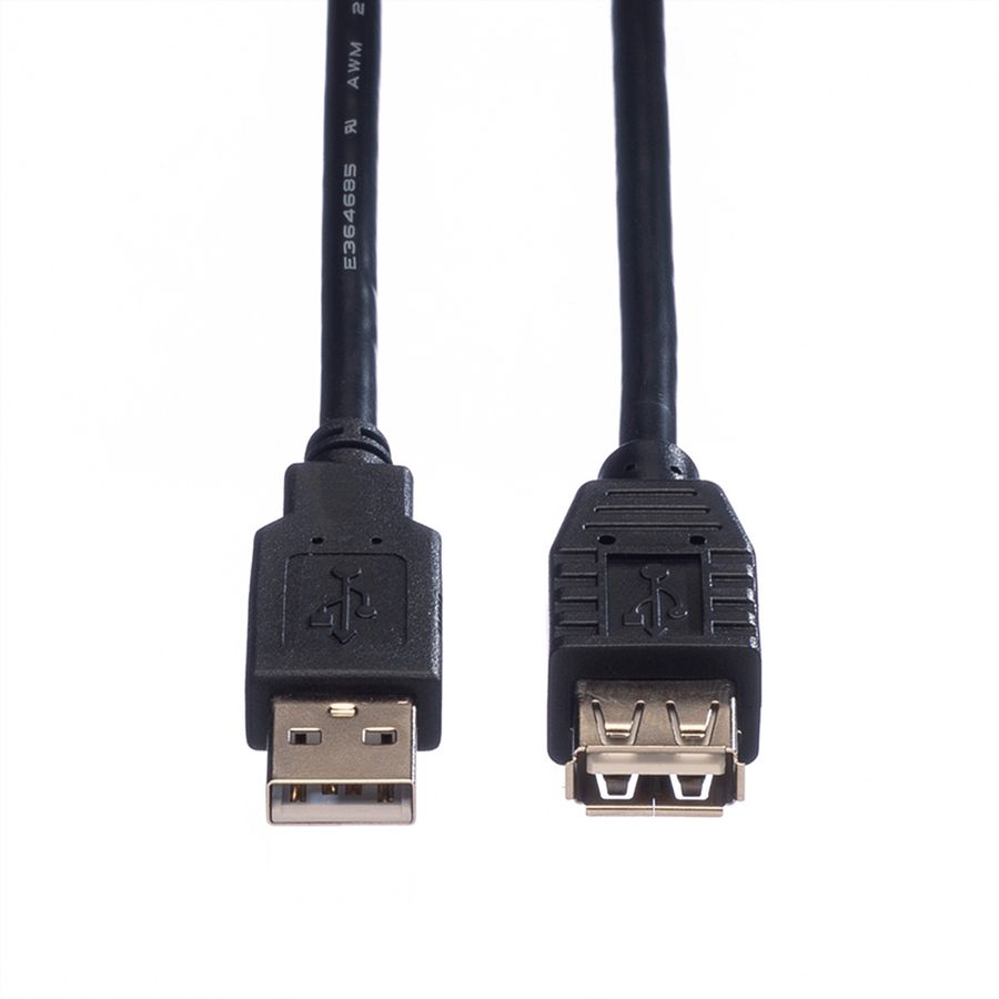 ROLINE Câble USB 2.0 Type A-A, M/F, noir, 1,8 m
