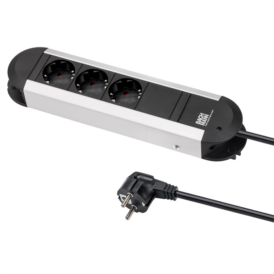 BACHMANN PRIMO Bâti de prises 3x contact de protection, aluminium, 1,75 m