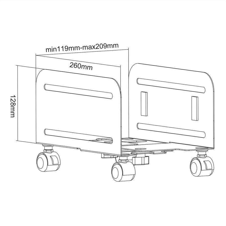 VALUE PC-Ständer, rollbar, bis 10 kg, schwarz