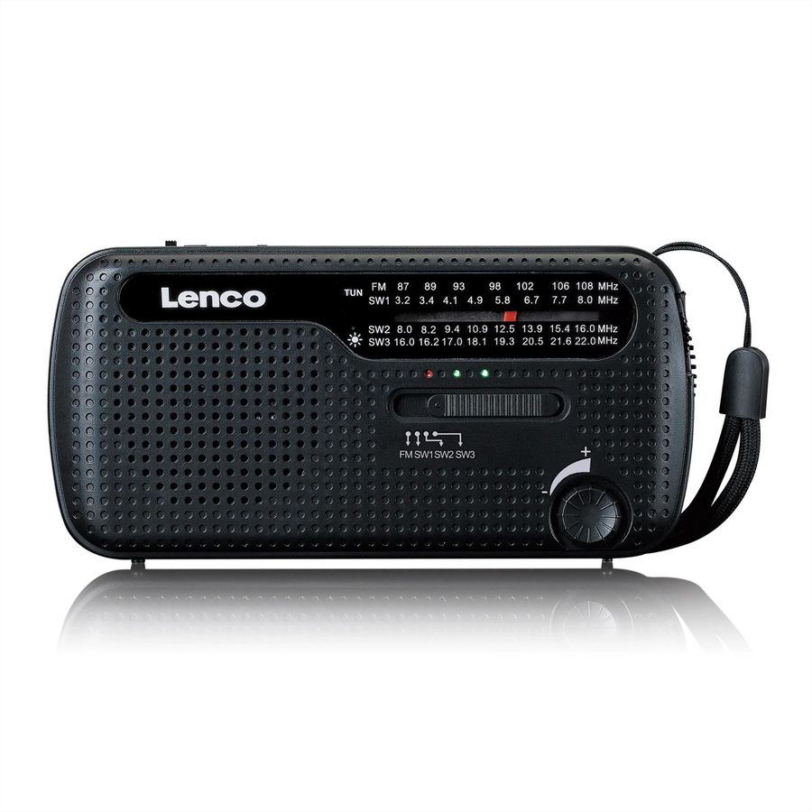 Lenco Notfall Kurbelradio MCR-113BK, FM/KW, Powerbank, Taschenlampe