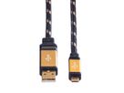 ROLINE GOLD Câble USB 2.0, USB A mâle - Micro USB B mâle, Retail Blister, 0,8 m