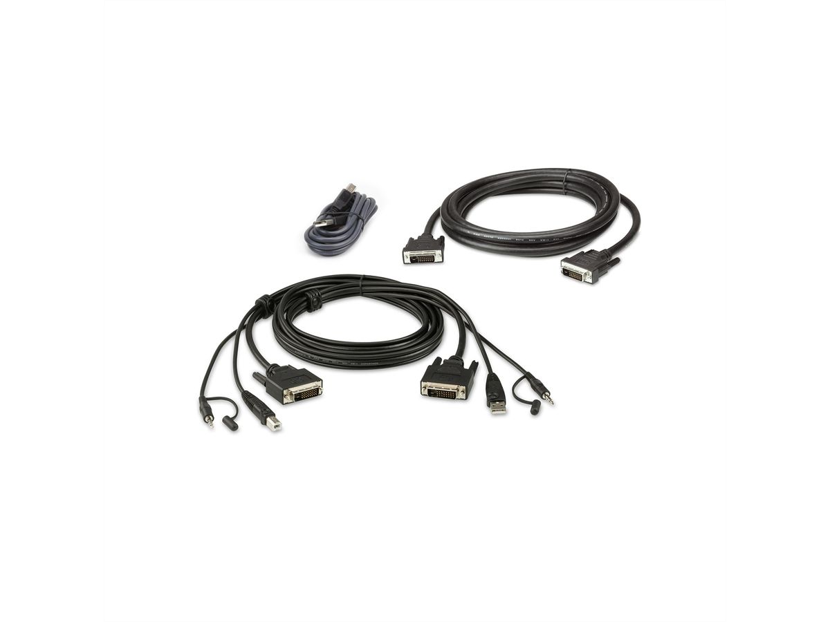 ATEN 2L-7D02UDX3 USB DVI-D Dual-Link Dual Display Secure KVM Kabel Set