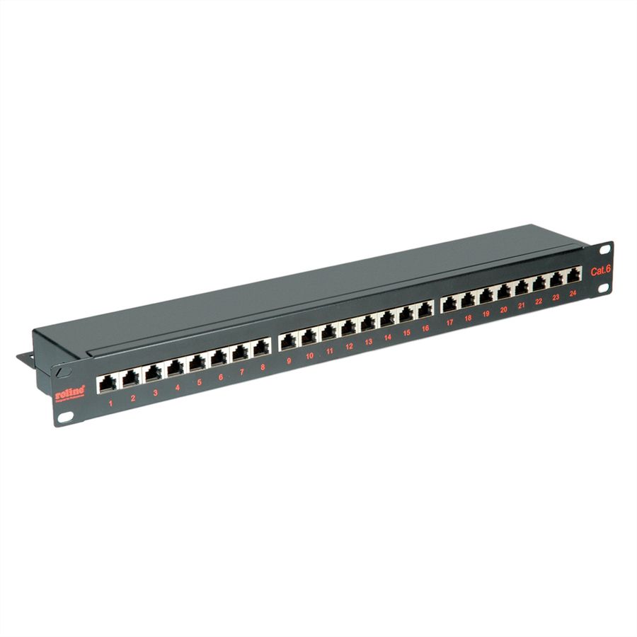 ROLINE Cat.6 (Class E) 19-Zoll-Patchpanel, 24P, geschirmt, schwarz