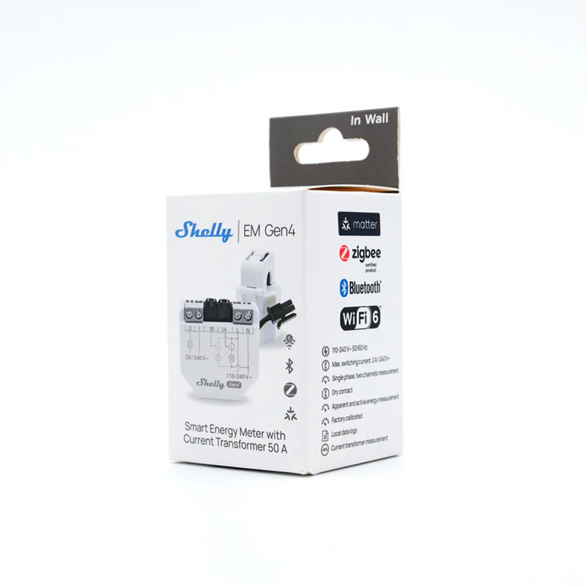Shelly compteur dénergie  Gen4 , 1 x TC 50 A inclus, blanc