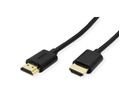 ROLINE HDMI High Speed Kabel mit Ethernet, Slim, ST-ST, schwarz, 3 m