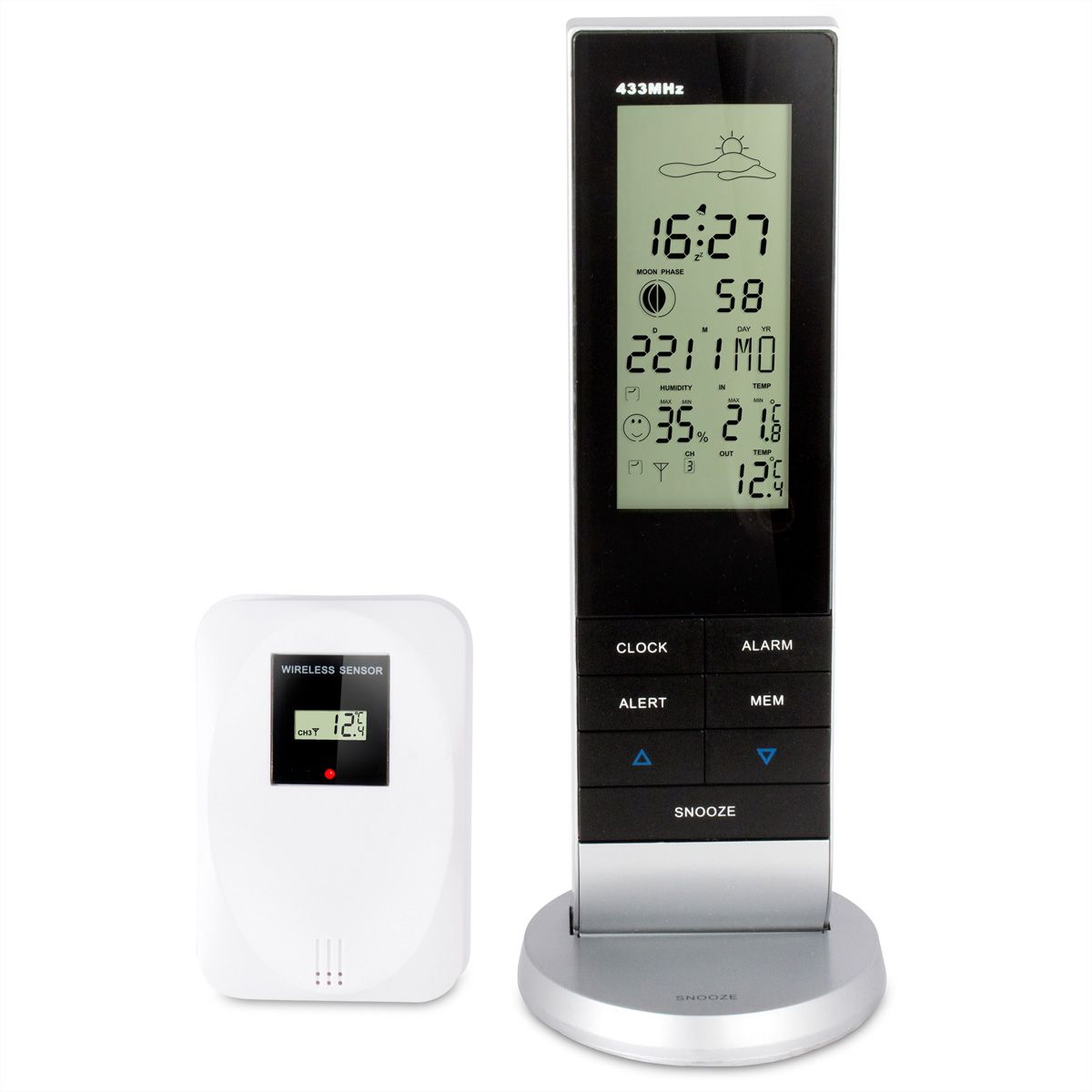 Station météo Alecto WS-1150 noir-argent, avec capteur extérieur sans fil