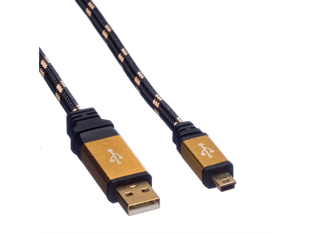 ROLINE GOLD Câble USB 2.0, type A - mini 5- broches, 0,8 m