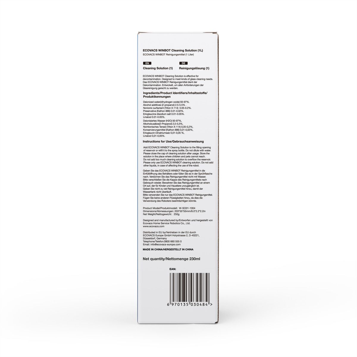 Ecovacs WINBOT Reinigungslösung 230ml, zu Winbots-Serie