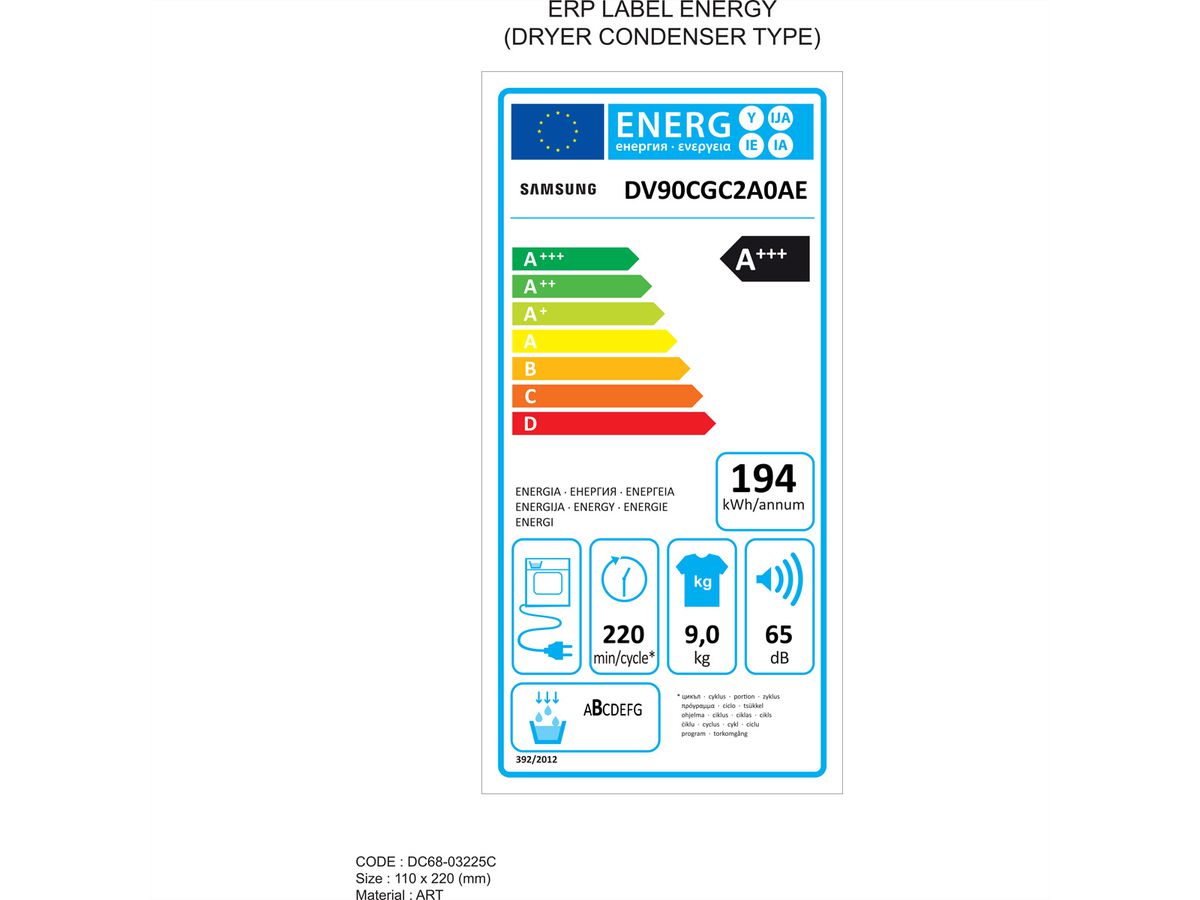 Samsung Sèche-linge DV5000, 9kg, A+++