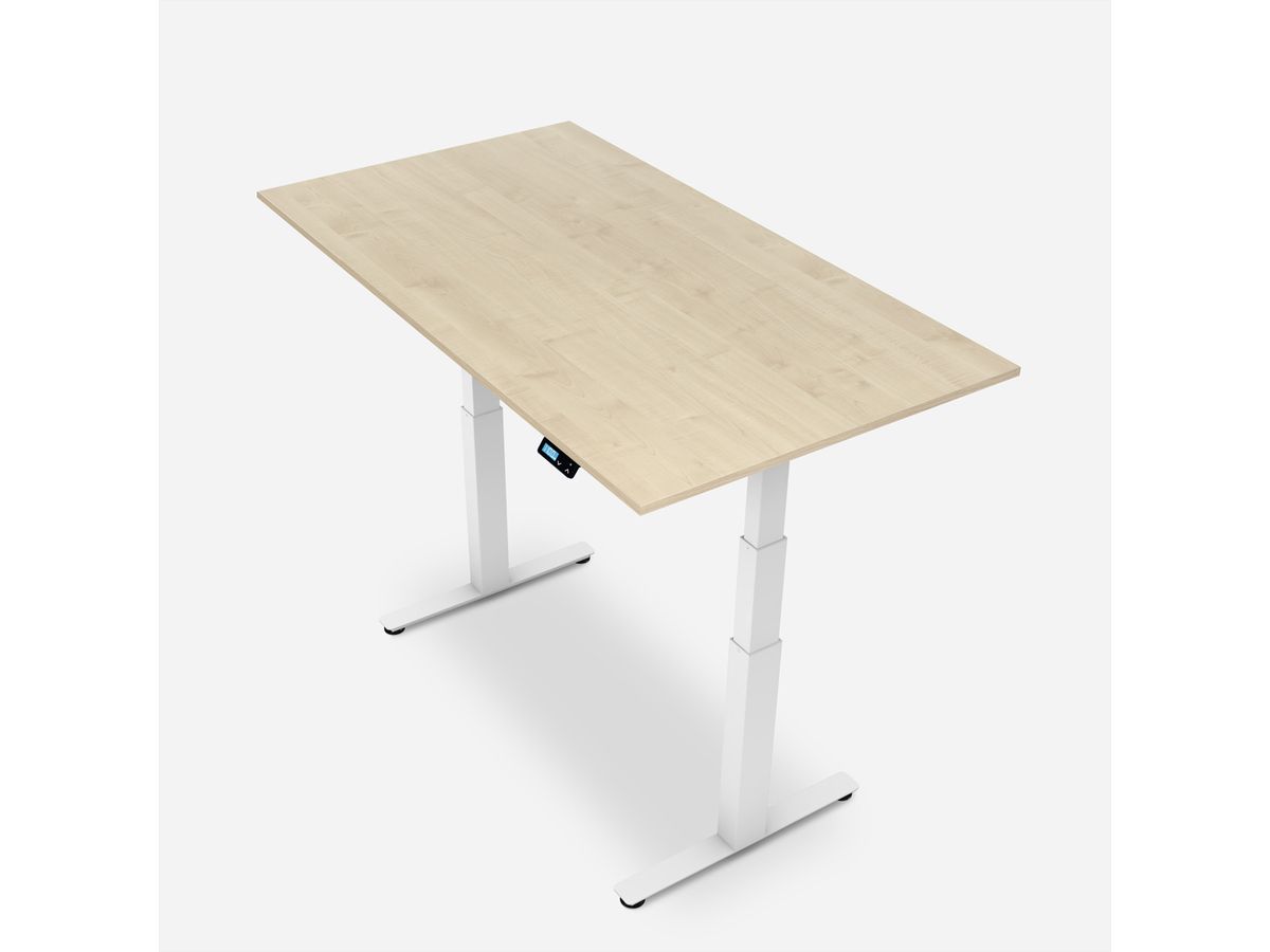 WRK21 Schreibtisch Work 140 x 80 cm, Höhenverstellbar, Mandal Ahorn / Weiss