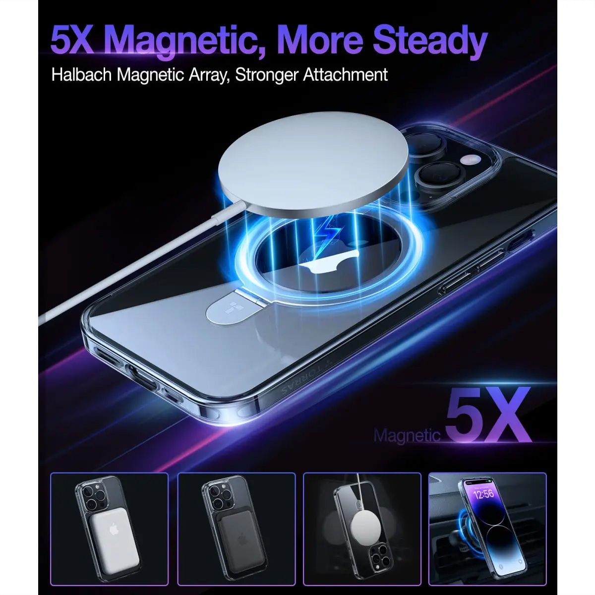 Torras UPRO Ostand Case, iPhone 15 Pro, MagSafe, transparent