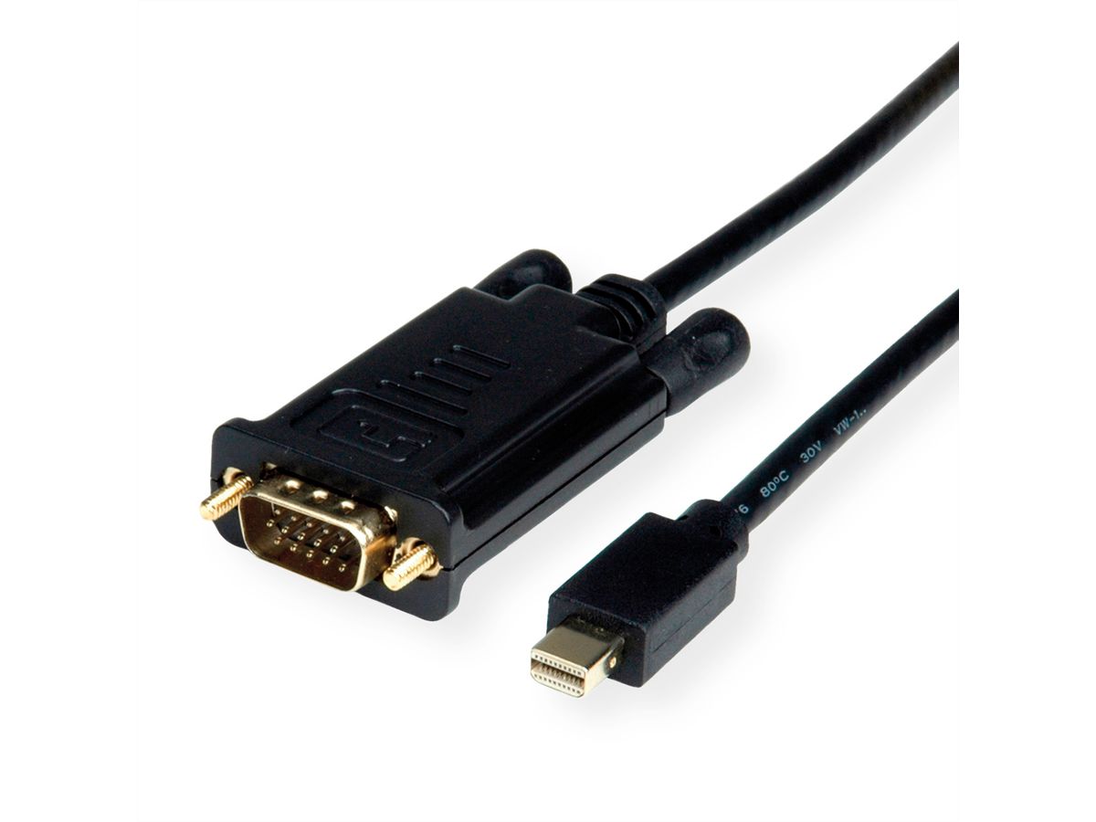 ROLINE Kabel Mini DisplayPort-VGA, Mini DP ST - VGA ST, schwarz, 5 m