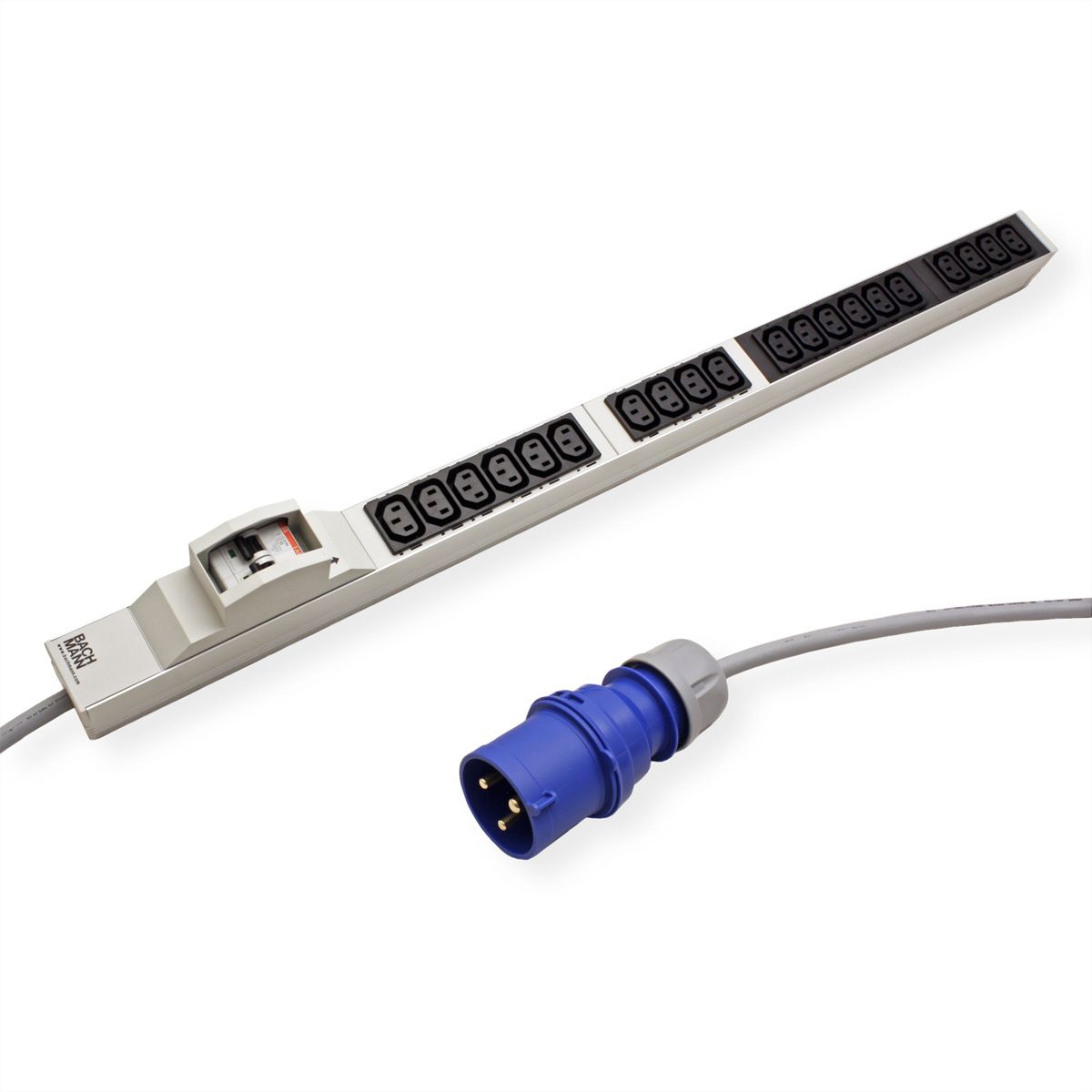 BACHMANN IT PDU ALU 1HE 20x C13 2x Schutzschalter CEE 32A blau