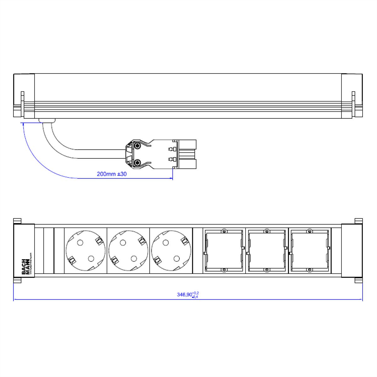 BACHMANN POWER FRAME Large 3x contact de protection 3x ABD