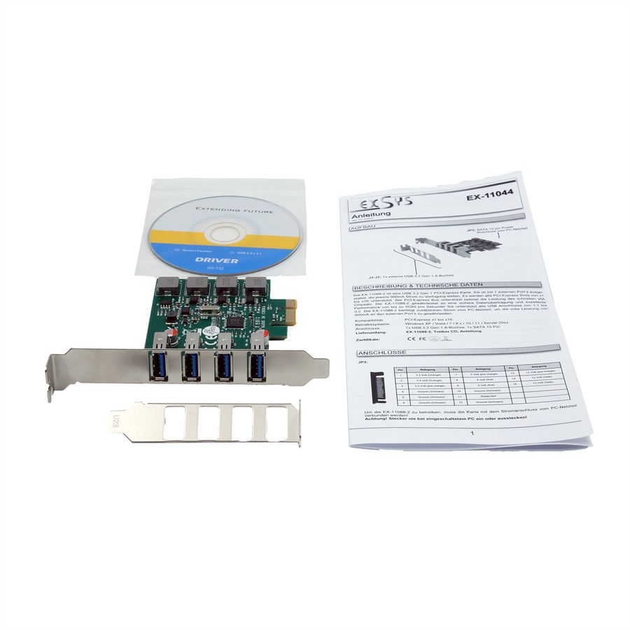 EXSYS EX-11044 4-Port USB 3.2 Gen 1 PCIe Karte