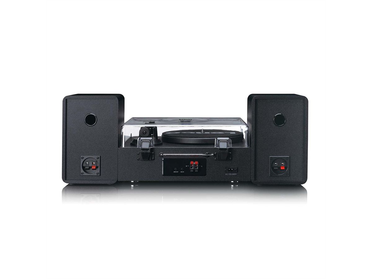 Lenco MC-760BK - Hi-Fi-Stereoanlage mit Plattenspieler und Lautsprechern, Internetradio, DAB+, FM, Bluetooth®, CD/MP3-Player - Schwarz