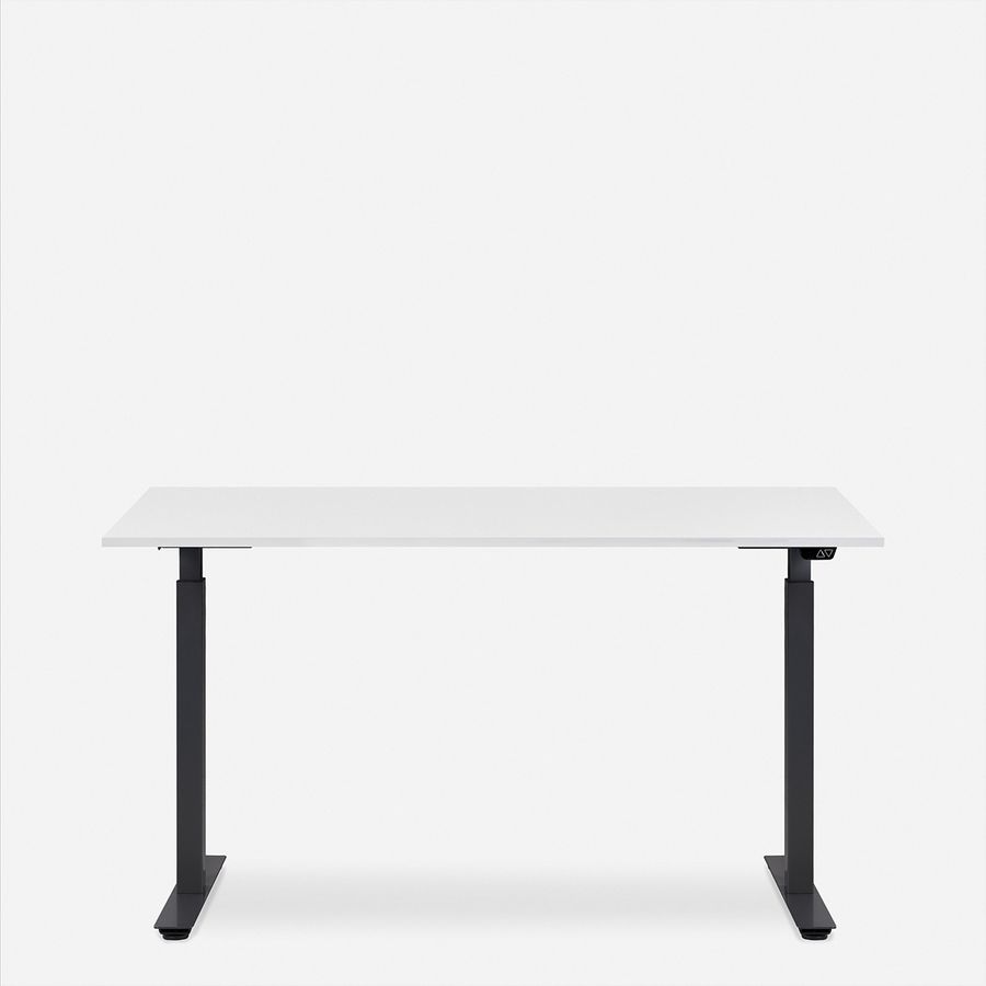 WRK21 Bureau Smart 160 x 80 cm, Hauteur réglable, Blanc uni / Noir