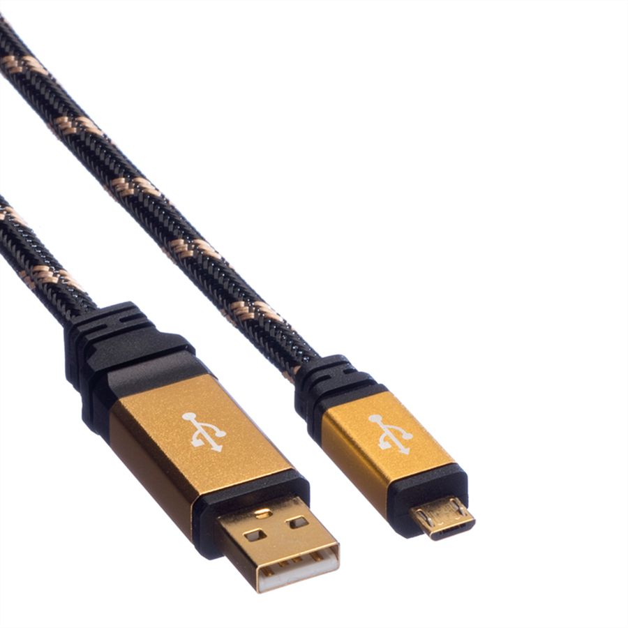 ROLINE GOLD USB 2.0 Kabel, Typ A ST - Micro B ST, 0,8 m