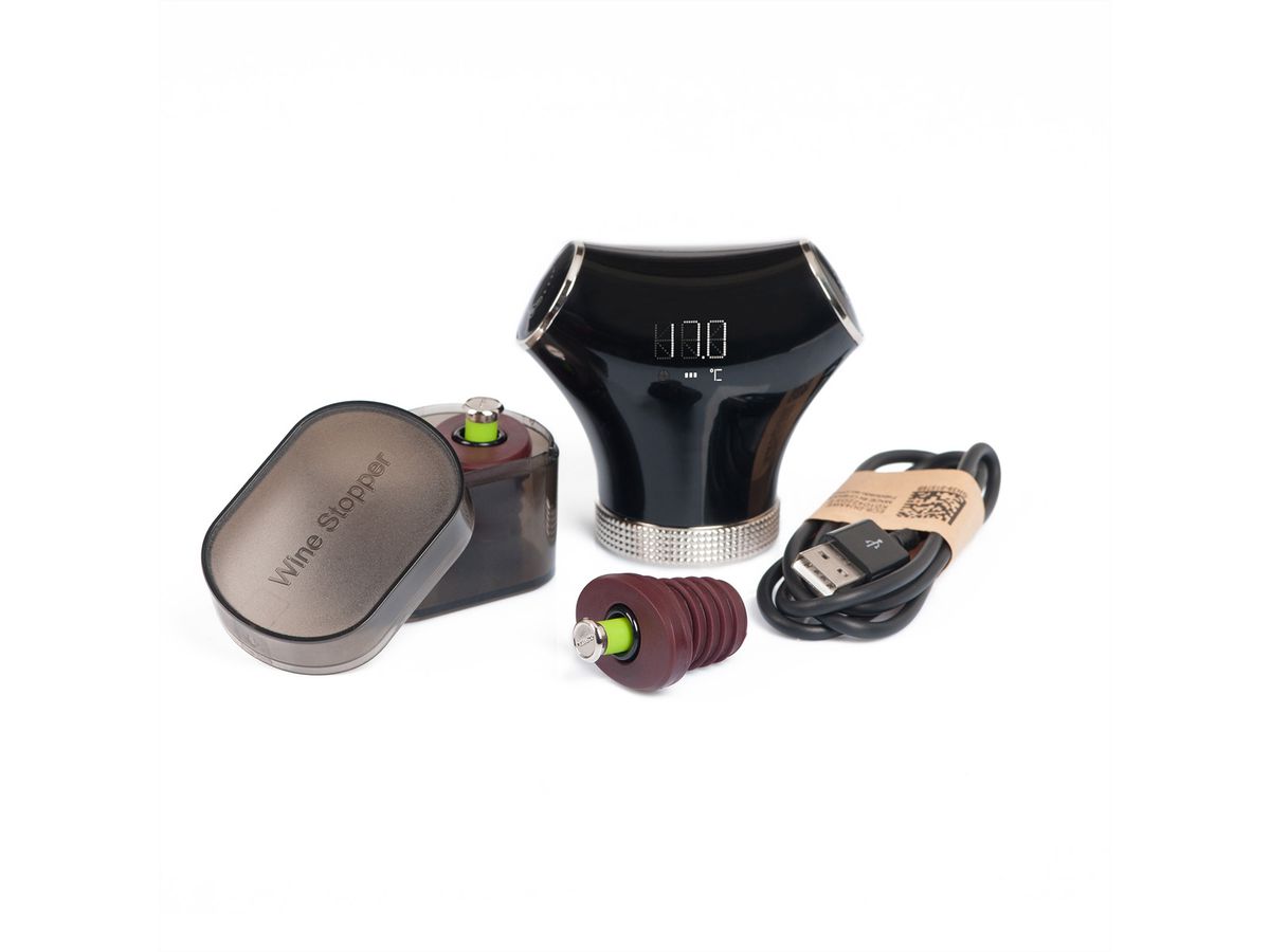 Climadiff Wein-Vakuumierer EVAC02, USB aufladbar, Temp Anzeige