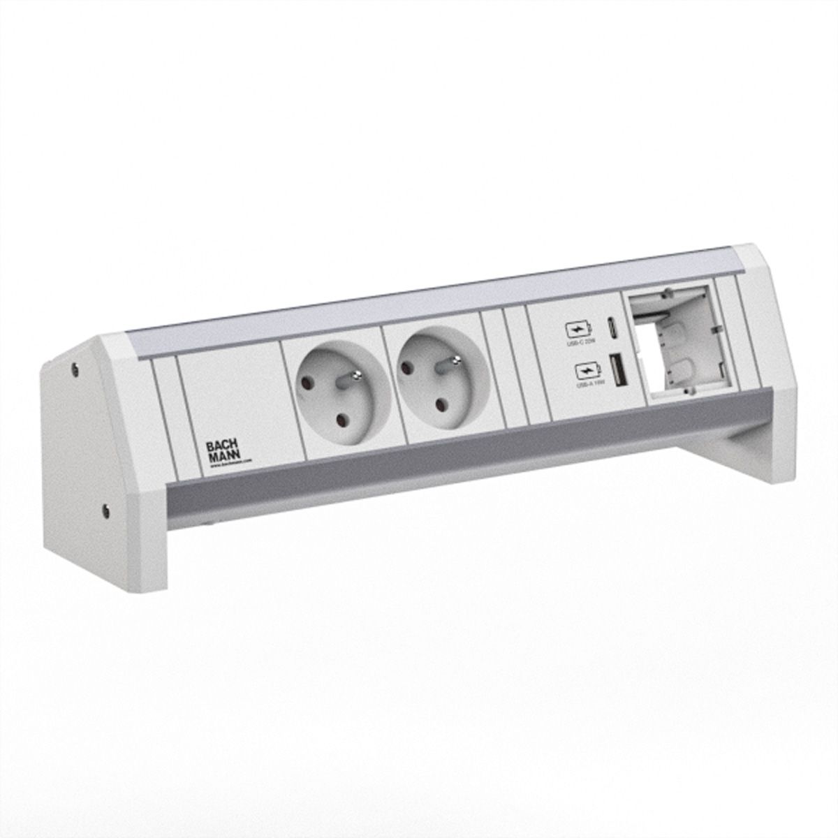 BACHMANN DESK 2xUTE 1xUSB A/C 22W 1xCM GST18 RAL9010